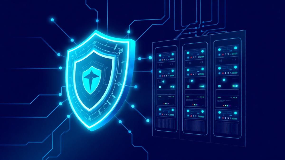 AI cybersecurity shield protecting servers, representing rising Indian AI security startup category in 2026